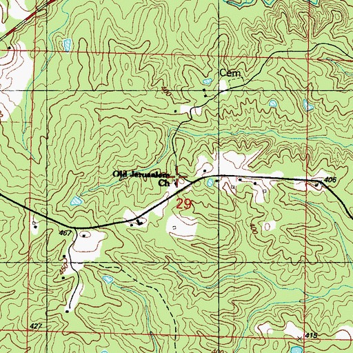 Topographic Map of Old Jerusalem Church, MS
