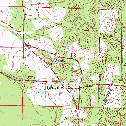 Topographic Map of Old Leeville Cemetery, MS