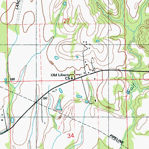 Topographic Map of Old Liberty Church, MS