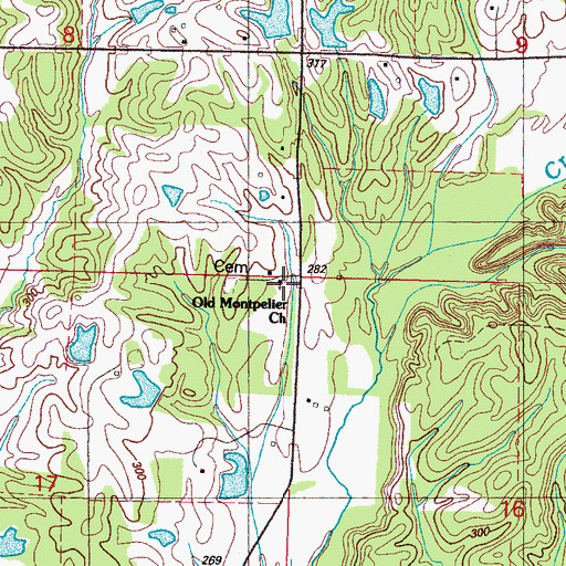 Topographic Map of Old Montpelier Baptist Church, MS