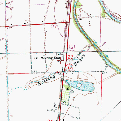 Topographic Map of Old Morning Star Church, MS