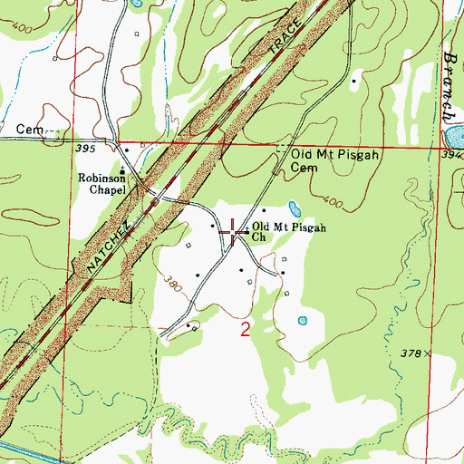 Topographic Map of Old Mount Pisgah Church, MS
