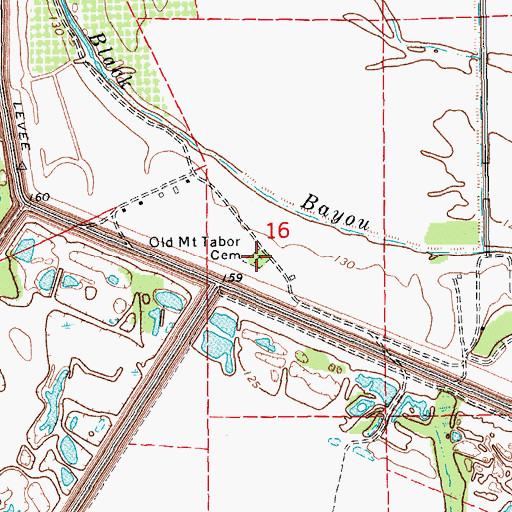 Topographic Map of Old Mount Tabor Cemetery, MS