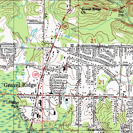 Topographic Map of Gravel Hill School (historical), AR
