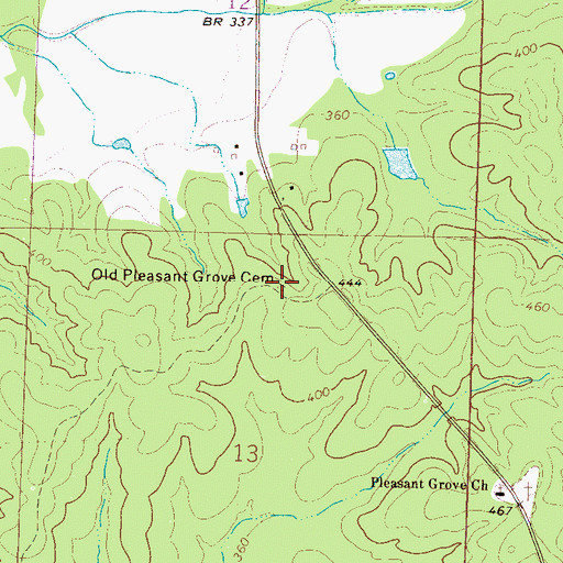 Topographic Map of Old Pleasant Grove Cemetery, MS