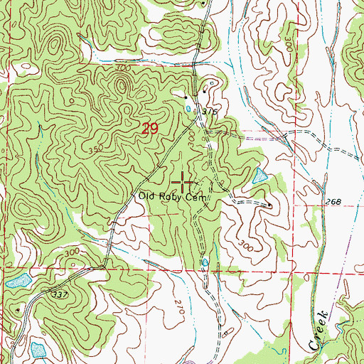 Topographic Map of Old Roby Cemetery, MS