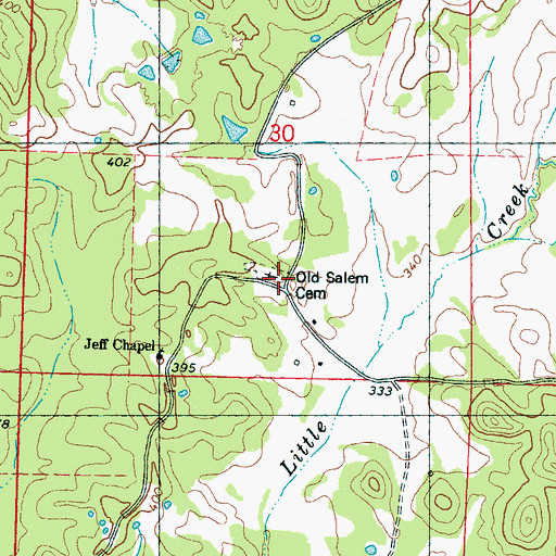 Topographic Map of Old Salem Cemetery, MS