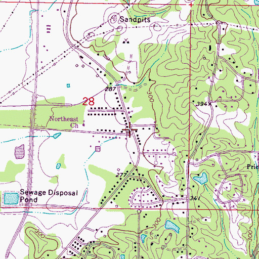 Topographic Map of Old Saltillo Road Church, MS