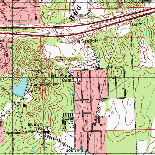 Topographic Map of Old Sea Cemetery, MS