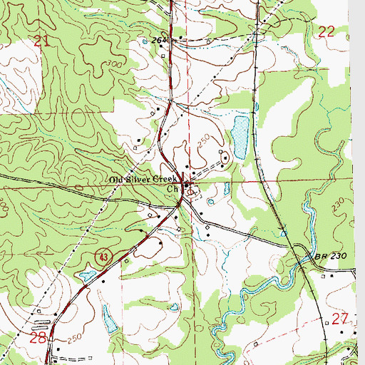 Topographic Map of Old Silver Creek Church, MS