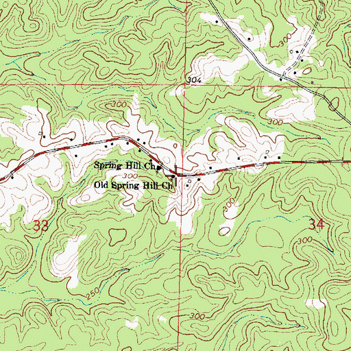 Topographic Map of Old Spring Hill Church, MS