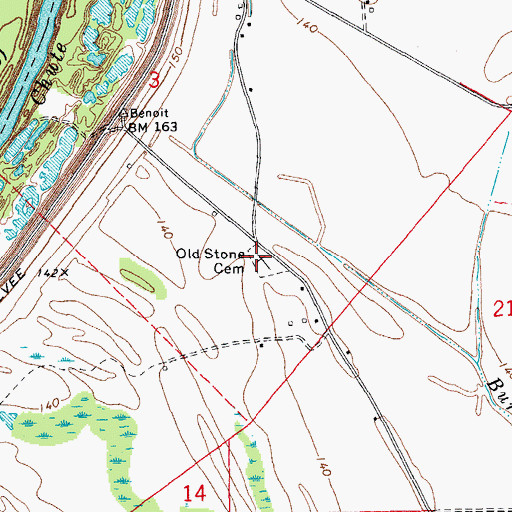 Topographic Map of Old Stone Cemetery, MS