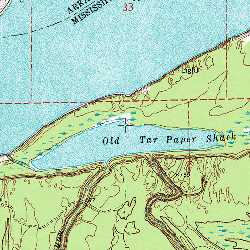 Topographic Map of Old Tar Paper Shack Lake, MS