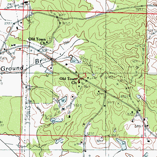 Topographic Map of Old Town Church, MS
