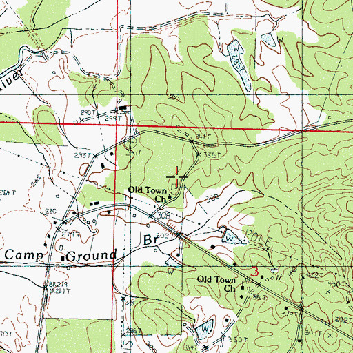Topographic Map of Old Town Church, MS