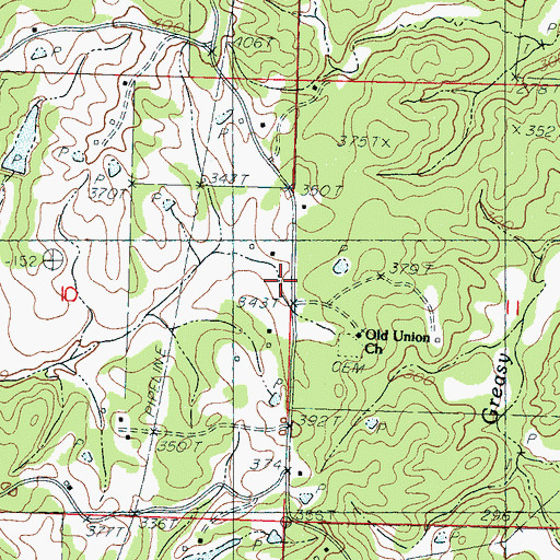 Topographic Map of Old Union Cemetery, MS