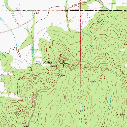 Topographic Map of Old Wahalak Cemetery, MS