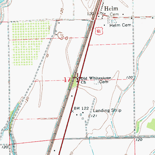 Topographic Map of Old Whitestone Church, MS