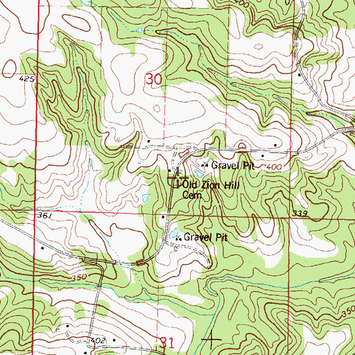 Topographic Map of Old Zion Hill Cemetery, MS