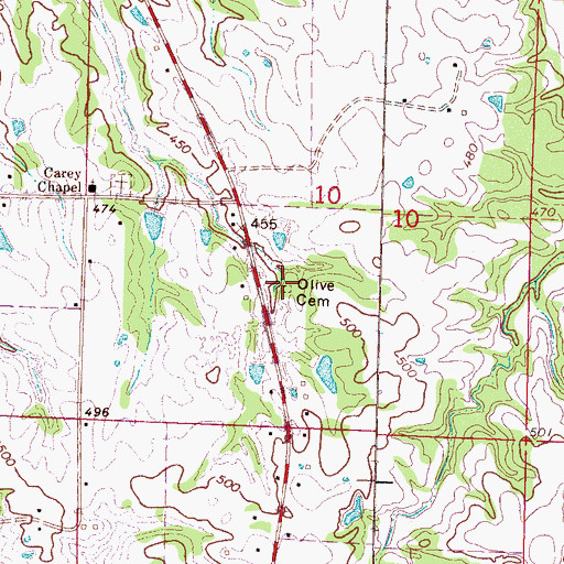 Topographic Map of Olive Cemetery, MS