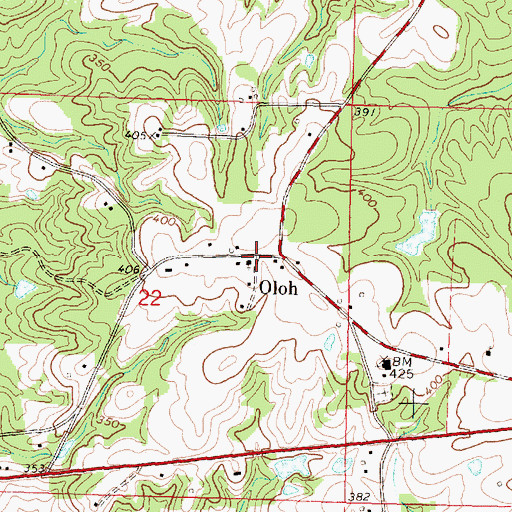 Topographic Map of Oloh, MS