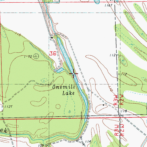 Topographic Map of Onemile Lake, MS