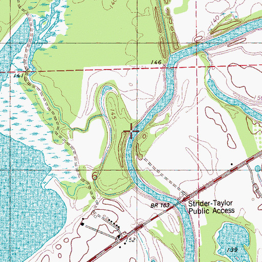 Topographic Map of Opossum Bayou Cut-Off, MS