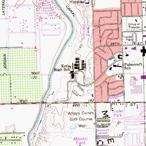 Topographic Map of Kofa High School, AZ