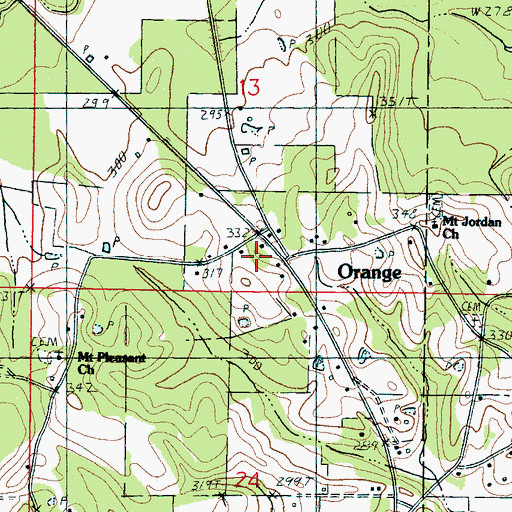 Topographic Map of Orange, MS