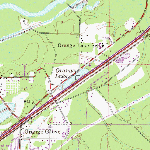 Topographic Map of Orange Lake, MS