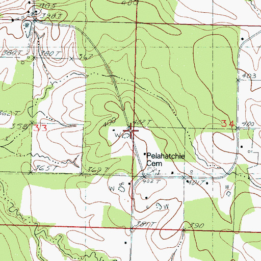 Topographic Map of Ormand School, MS