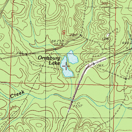 Topographic Map of Orvisburg Lake, MS