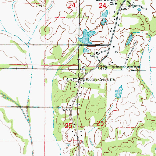 Topographic Map of Osborne Creek Church, MS