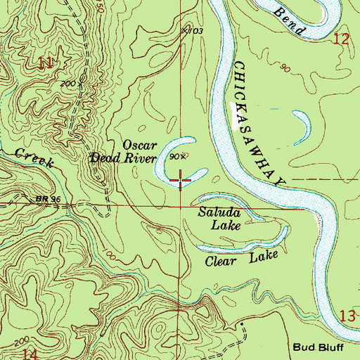 Topographic Map of Oscar Dead River, MS