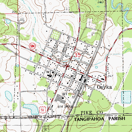 Topographic Map of Osyka, MS