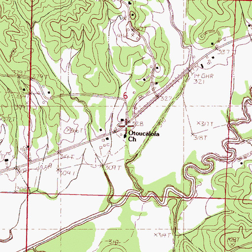Topographic Map of Otoucalofa Church, MS