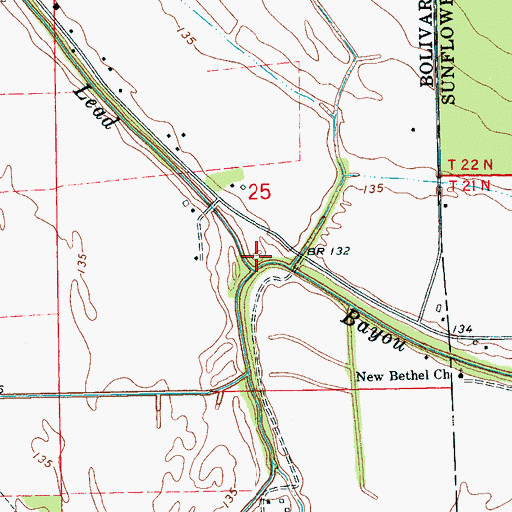 Topographic Map of Otter Lake Bayou, MS