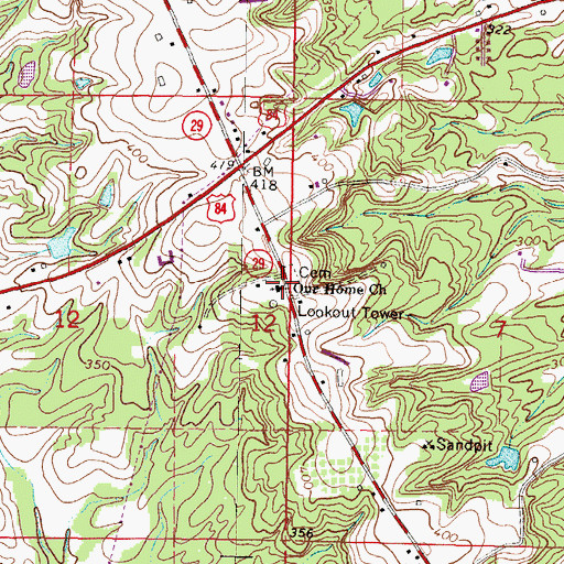Topographic Map of Our Home Church, MS