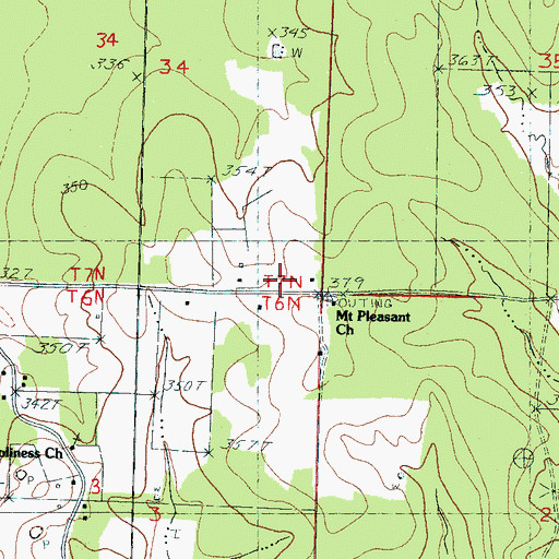 Topographic Map of Outten School, MS
