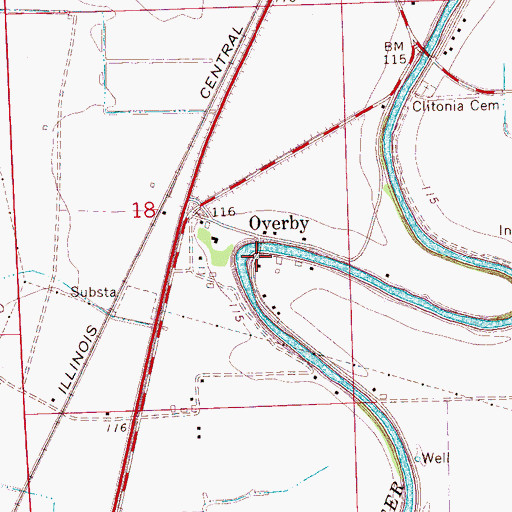 Topographic Map of Overby, MS