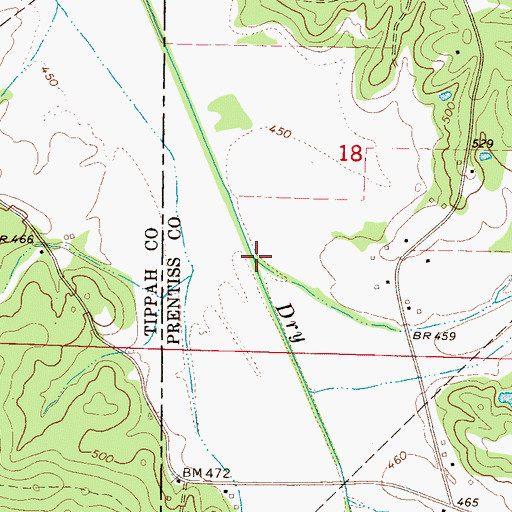 Topographic Map of Owens Branch, MS