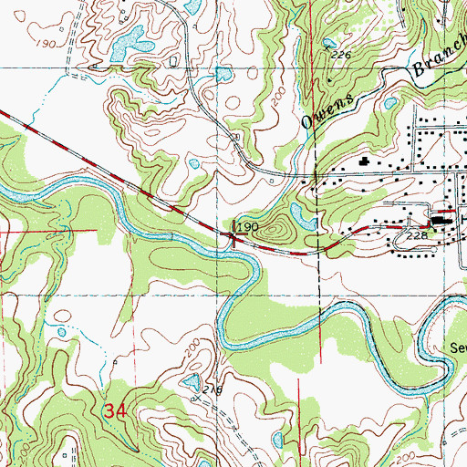 Topographic Map of Owens Branch, MS