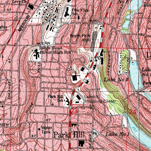 Topographic Map of Idlewild Shopping Center, AR