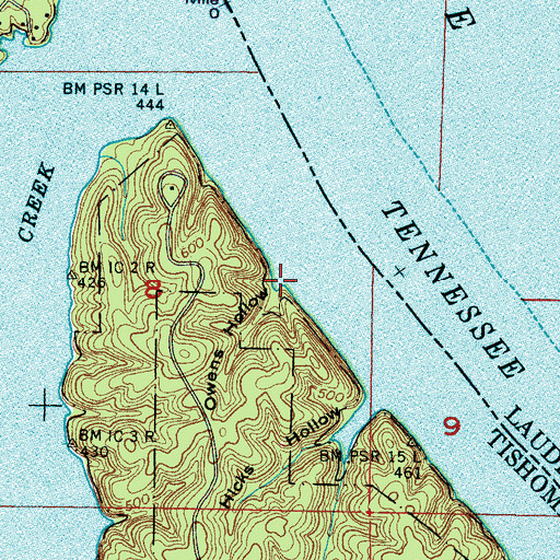 Topographic Map of Owens Hollow, MS