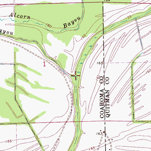 Topographic Map of Oxbow Bayou, MS