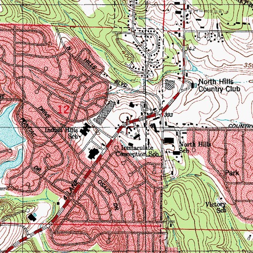 Topographic Map of Immaculate Conception Catholic Church, AR