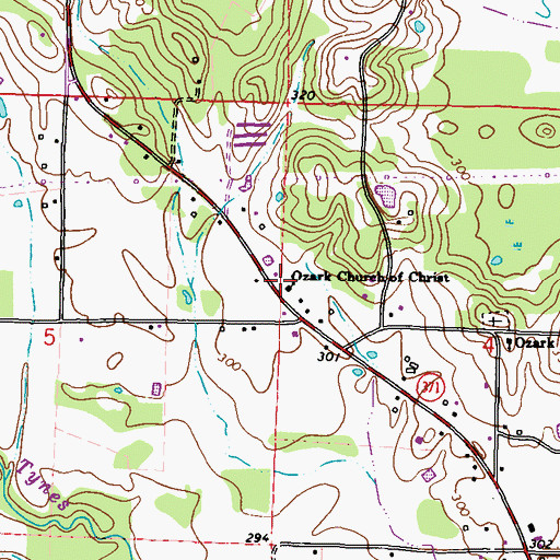 Topographic Map of Ozark Church of Christ, MS