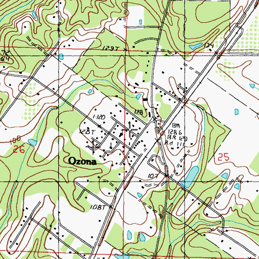 Topographic Map of Ozona, MS