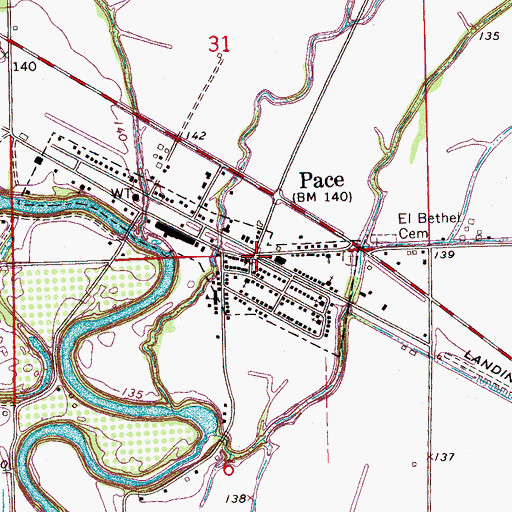 Topographic Map of Pace, MS