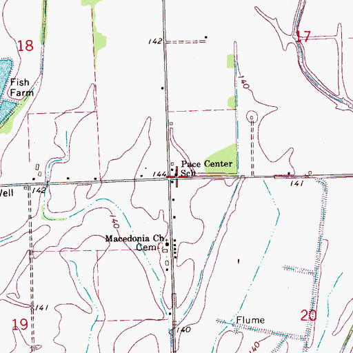 Topographic Map of Pace Center School, MS